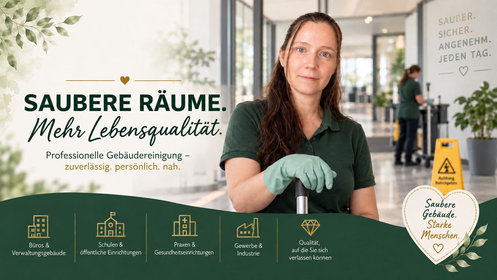 Saubere Räume. Mehr Lebensqualität. Professionelle Gebäudereinigung durch Daily Plus.