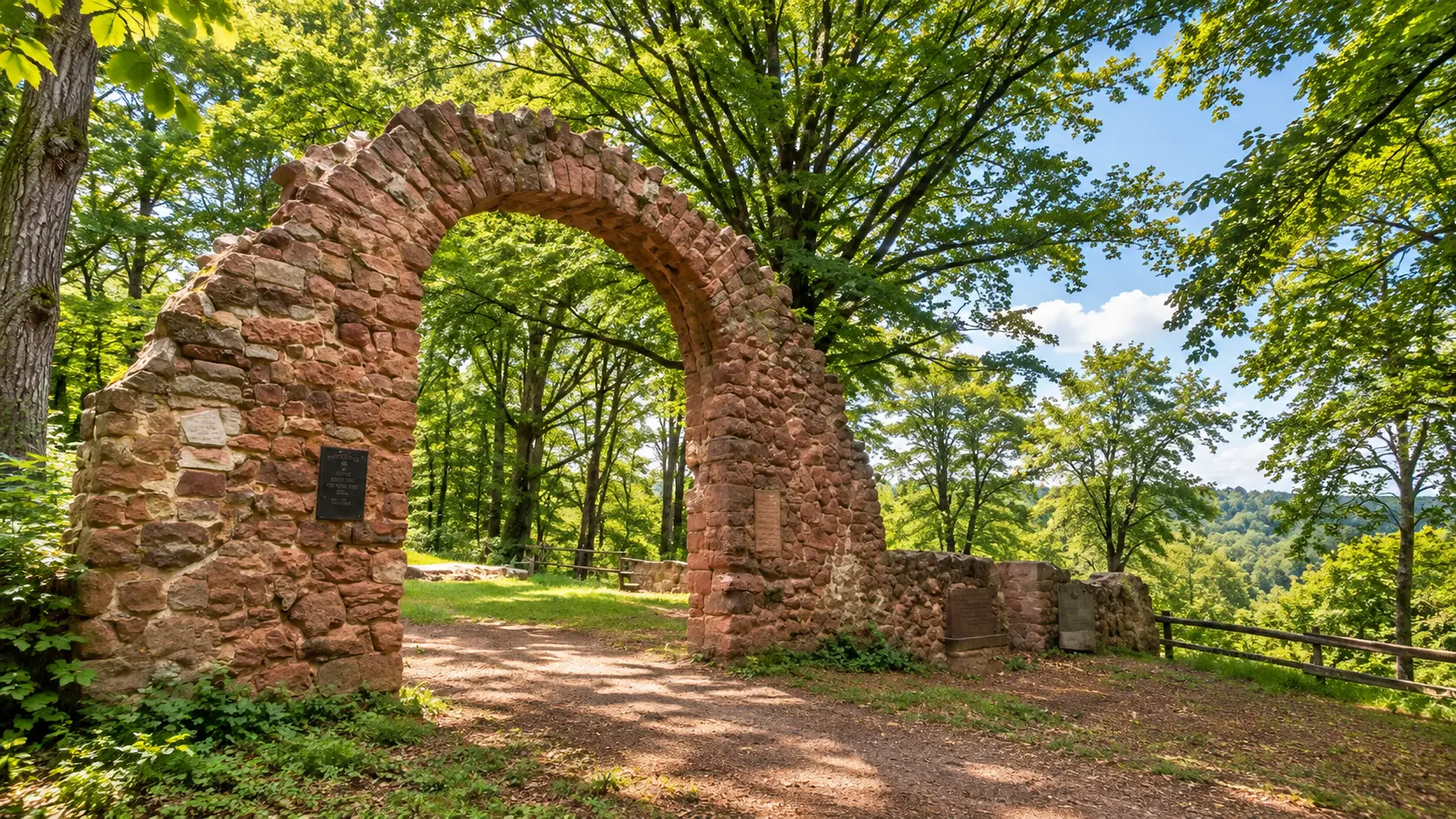 Historisches Steintor der Burgruine Blumenstein im Wald bei Wildeck
